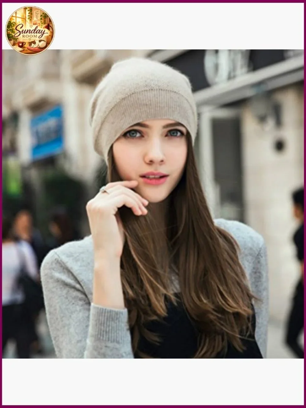 100% Cashmere Beanie in Gift Box, Oversized Slouchy Hat One Size